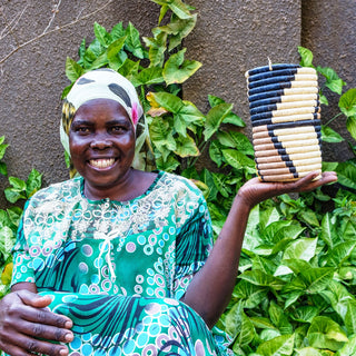 Peach Mstari Vase with Glass Insert