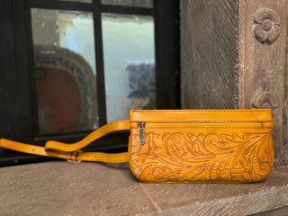 Yellow Hand Carved Clutch Purse